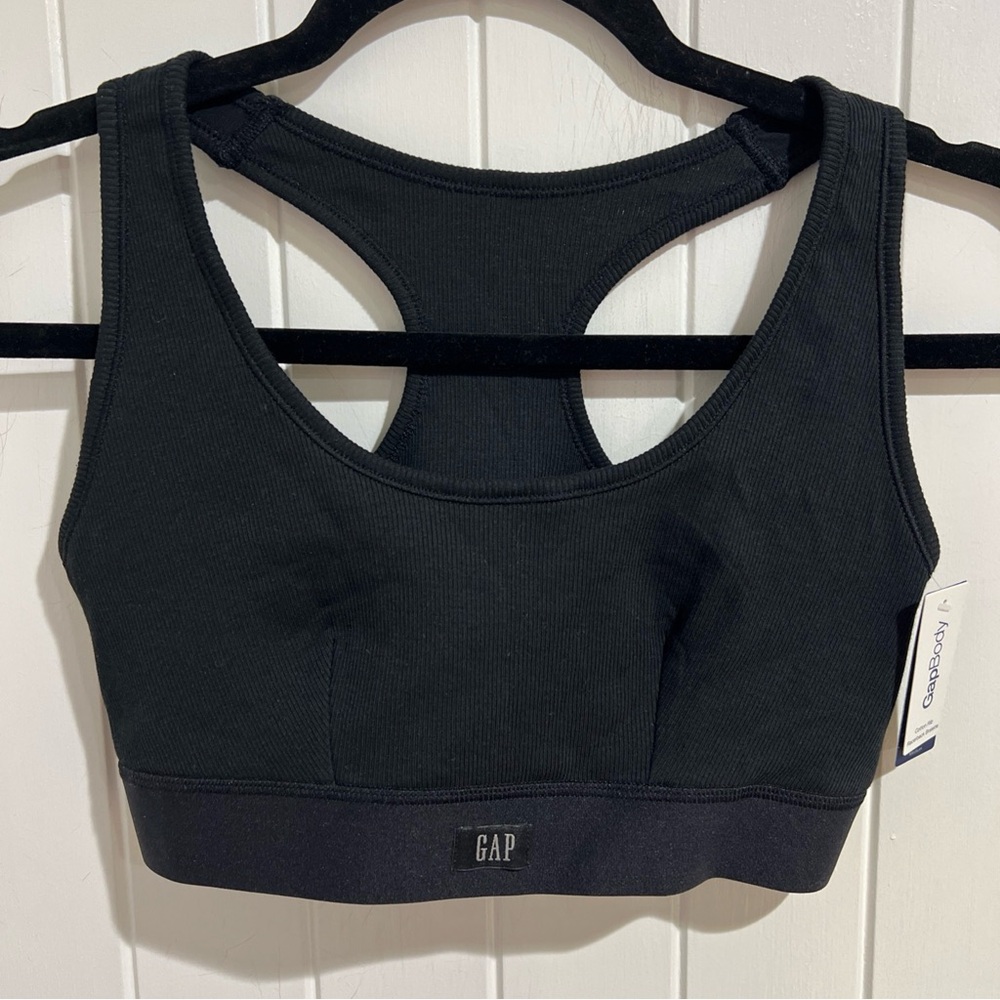 GAP GapBody Women’s Cotton Ribbed Racerback Pullover Bralette Black Medium